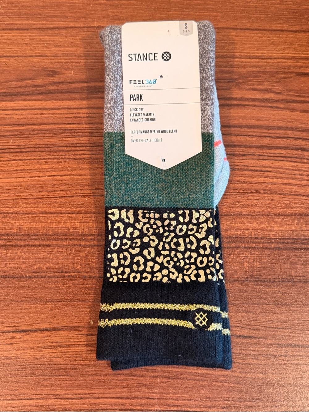 Stance Park Men's Socks – Green, Black, Gold Leopard Accent
